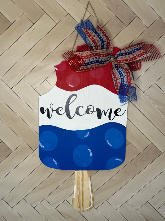 Red, White and Blue Popsicle Door Hanger